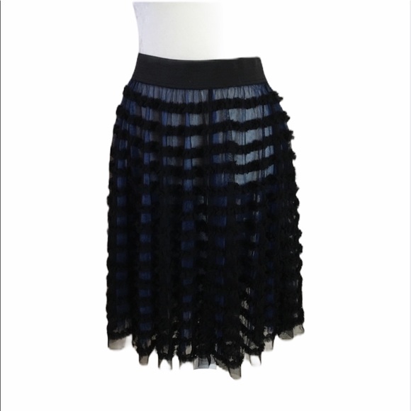 Free People Dresses & Skirts - Free People Black & Blue Ruffled Net Tiered Skirt